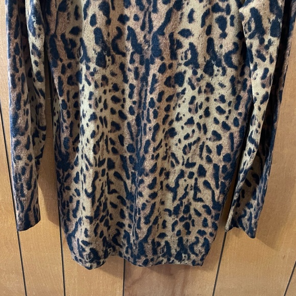 Tory Burch Leopard Print Cardigan Sweatshirt Sweater Coat Jacket Long Sleeve S - Picture 7 of 10